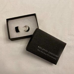 Silpada retired Sterling Silver Onyx hoop earrings